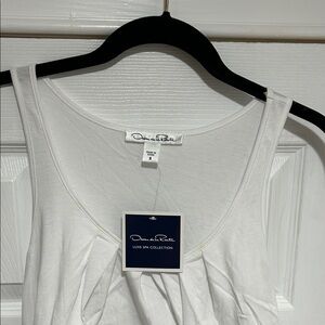 Oscar de la Renta Luxe Spa Collection White Pima Cotton Eyelet Nightgown Sz Smal